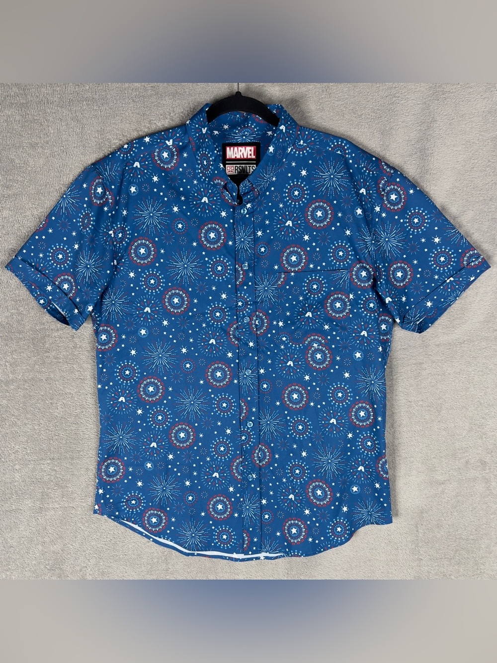 RSVLTS x Marvel Captain America Shirt Men's Large Stars Stripes And Shields